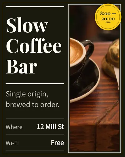 A product listing card for a coffee bar